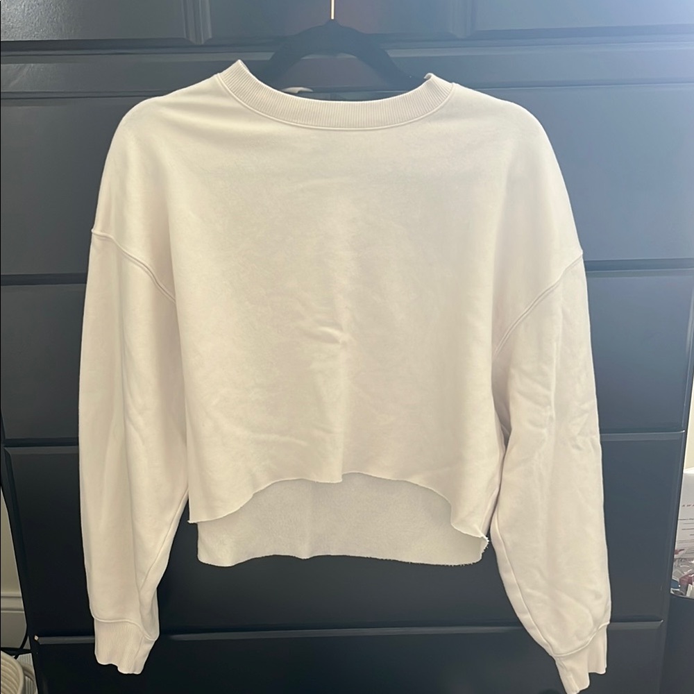 Cropped White Crewneck